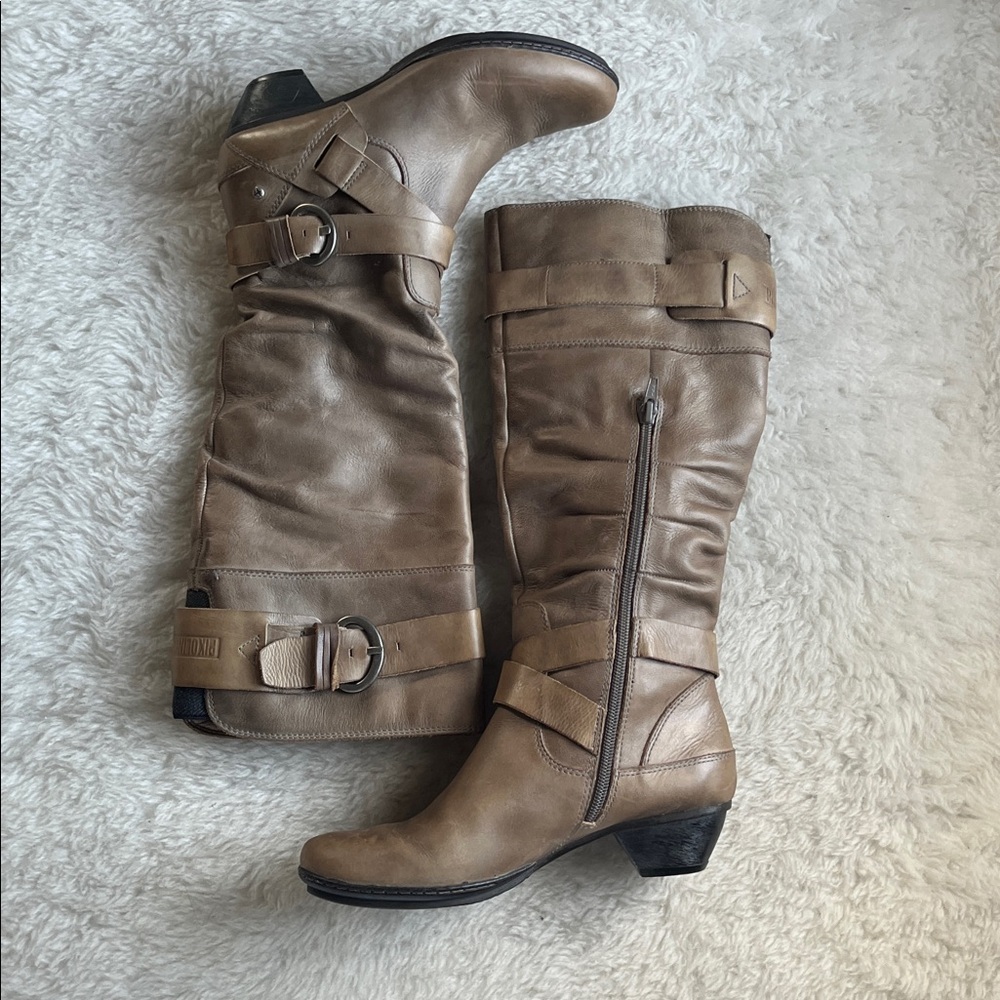 PIKOLINOS Tan Leather tall Boots size eu 38 - Picture 2 of 12